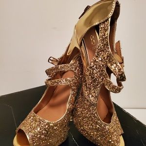 Gold sequin stilettos